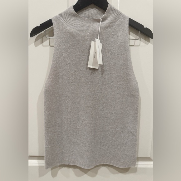 BNWT VINCE Mock Tank Italian Metallic Alpaca Blend Sleeveless size Medium $295 - Picture 11 of 13